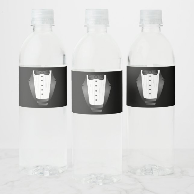 Trauzeuge Team Groom black tuxedo Bachelor Party Wasserflaschenetikett (Flaschen)