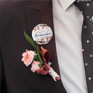 Trauzeuge Tropische Blumen Wirbel Hochzeit Namenss Button