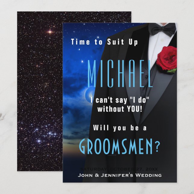 Trauzeuge Tuxedo Einladung Anzug hoch (Vorne/Hinten)