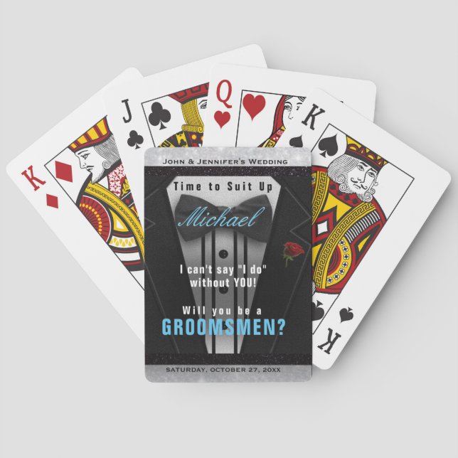 Trauzeuge Tuxedo Einladung Anzug hoch Spielkarten (Rückseite)