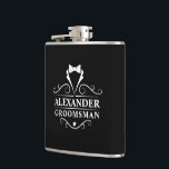Trauzeuge Tuxedo Krawatte Black Flachmann<br><div class="desc">Hochzeitsstift Trauzeuge Tuxedo Krawatte Black Flask</div>