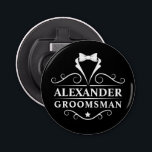 Trauzeuge Tuxedo Krawatte Black Flaschenöffner<br><div class="desc">Wedding Trauzeuge Tuxedo Krawatte Black Bottle Opener</div>