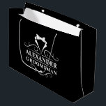 Trauzeuge Tuxedo Krawatte Black Große Geschenktüte<br><div class="desc">Hochzeitsreise Trauzeuge Tuxedo Krawatte Black Large Gift Bag oder Gefallen Tasche</div>