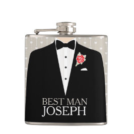 Trauzeuge-Tuxedo-rote Rose-Taste mit dem Namen ang Flachmann