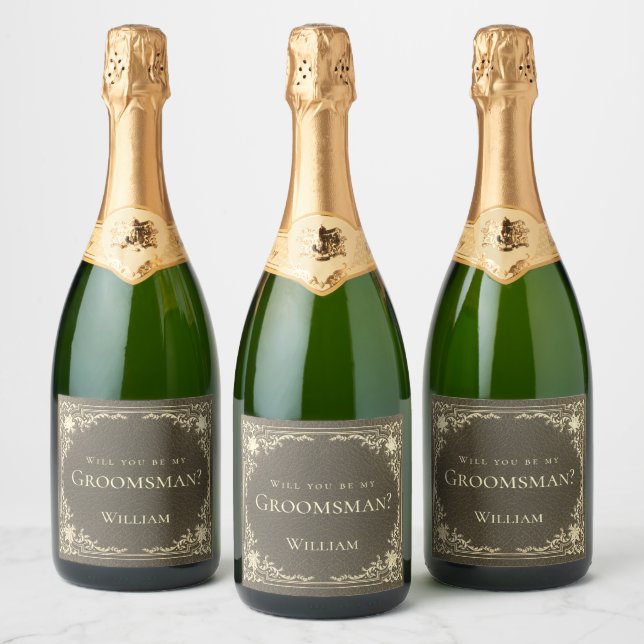 Trauzeuge Vorschlag Black Gold Vintag Elegante (Flaschen)