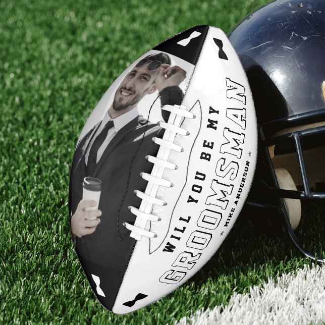 Trauzeuge Vorschlag Bowtie Foto Schwarz/Weiß Football (Groomsman Proposal Bowtie Photo Football
)