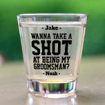 Trauzeuge Vorschlag Sonnige Hochzeit Drink Idee Schnapsglas<br><div class="desc">Lassen Sie sich die Hochzeitsfeier stilvoll mit einem lustigen personalisierten Trauzeuge-Angebot Shot Glass starten. Das Design enthält moderne Schrifttypen und eine anpassbare Anfrage mit dem Text "Werdet ihr einen Schuss machen, mein Trauzeuge zu sein?" Der gesamte Text ist einfach anzupassen oder zu löschen. Diese einzigartige und originelle Brille macht aus...</div>