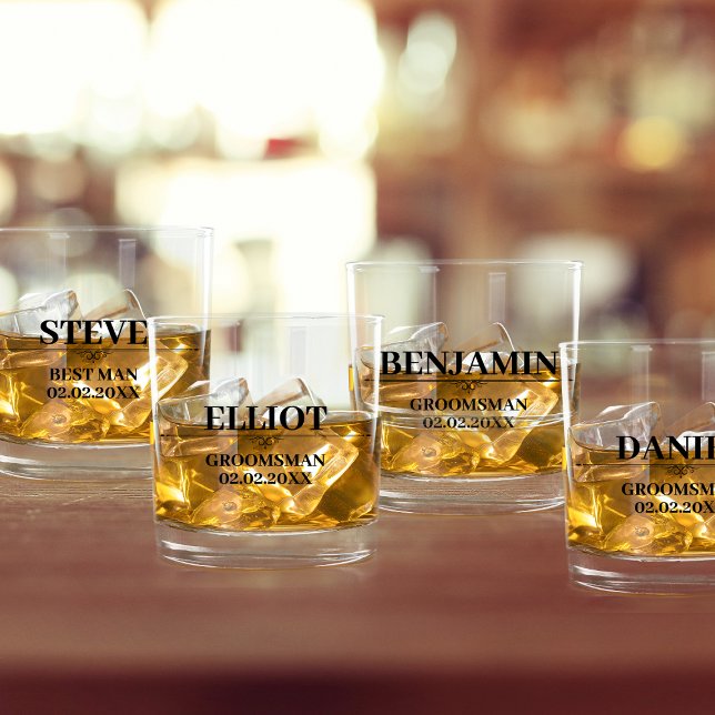 Trauzeuge Vorschlag Stilvolle Personalisierte Beze Whiskyglas (groomsmen proposal whiskey glasses stylish personalized name modern classic)