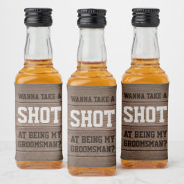 Trauzeuge-Vorschlag zum Shot Wedding Brown Wood Alkoholflaschenetikett