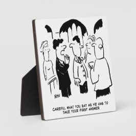 Trauzeuge warnt Bräutigam. Funny Cartoon Fotoplatte