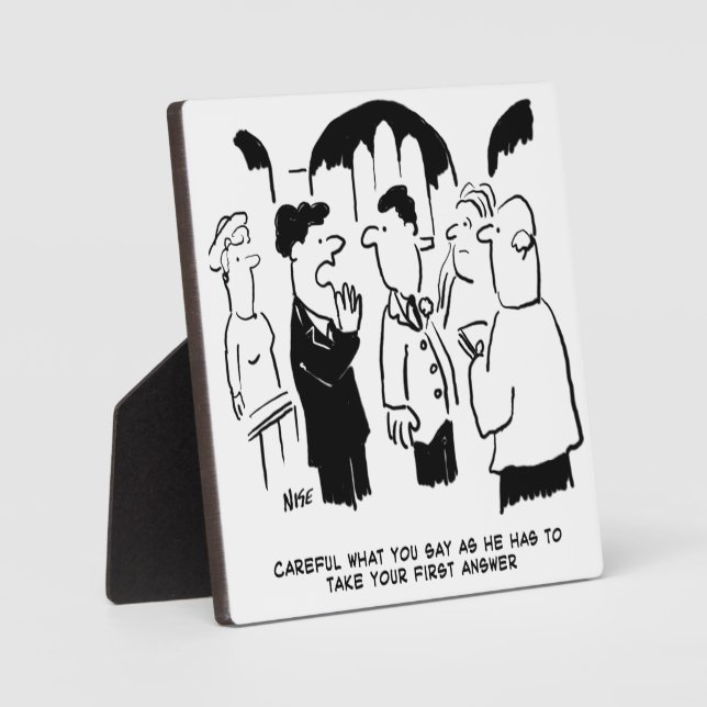 Trauzeuge warnt Bräutigam. Funny Cartoon Fotoplatte (Vorderseite)