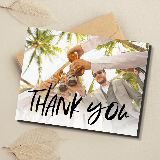 Trauzeuge Wedding Foto Vielen Dank Postkarte (Best Man Wedding Photo Thank You Postcard)