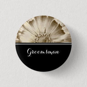 Trauzeuge Wedding Gold Daisy Button