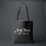 Trauzeuge Wedding Tote Bag | Coole moderne Schrift<br><div class="desc">Ihr Trauzeuge wird diese personalisierte Tasche Liebe! Die Tasche ist doppelseitig mit einem lustigen, trendigen Schriftart und wirl mit weißen Skripten ausgestattet und verfügt auch über zwei Textzeilen - Name, Hochzeitstermin, Ort, etc. des Trauzeugen. Ändern Sie die Hintergrundfarbe, um Ihre Hochzeitsfarben anzupassen - klicken Sie einfach auf Anpassen und dann...</div>