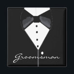 Trauzeuge Wedding Tuxedo Magnet<br><div class="desc">Ein einzigartiges Design mit einem schwarzen Tuxedo mit einem schwarz schattigen Schlips und einem weißen Shirt. Passen Sie auf Ihre Hochzeitsfeier auf.</div>