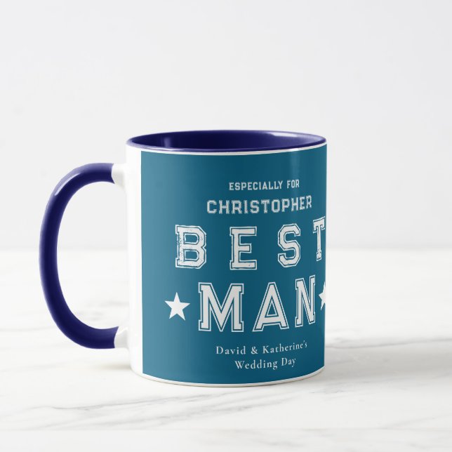 Trauzeugen Dankeschön Geschenk Blau Tasse (Links)