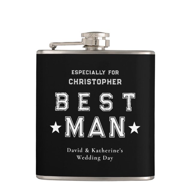 Trauzeugen Dankeschön Geschenk Schwarz Flachmann (Vorderseite)
