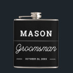 Trauzeugen geben Personalisierte Flasche Flachmann<br><div class="desc">Geben Sie Ihren Trauzeugen ein Geschenk,  das sie Liebe! Bearbeiten Sie den Namen und die Farbe dieses klassischen Flags einfach.</div>