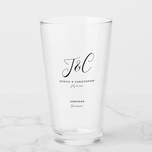 Trauzeugen-Geschenk Monogramm Anfangsbuchstaben Ho Glas (Vorderseite)