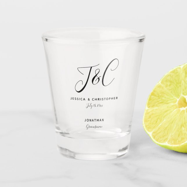 Trauzeugen-Geschenk Monogramm Anfangsbuchstaben Ho Schnapsglas (Vorderseite)
