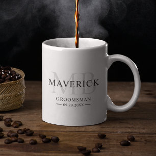 Trauzeugen Geschenk Monogramm Initialen Männliche Kaffeetasse