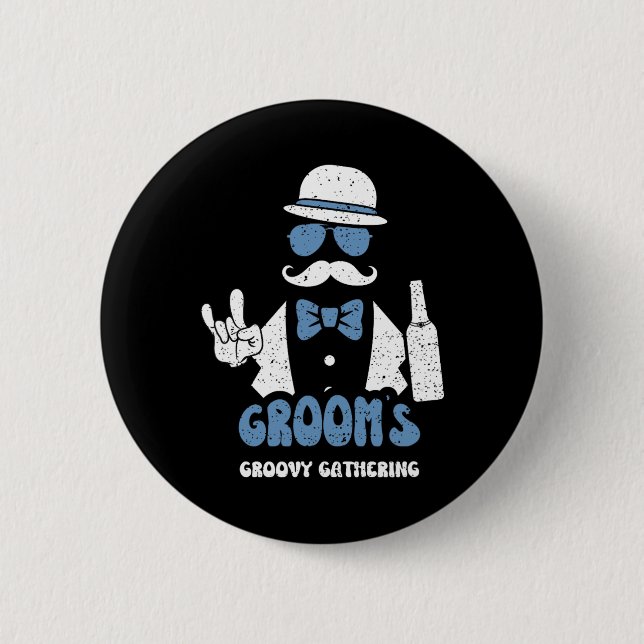 Trauzeugen Groom's Groovy Ansammlung - Groom Redew Button (Vorderseite)