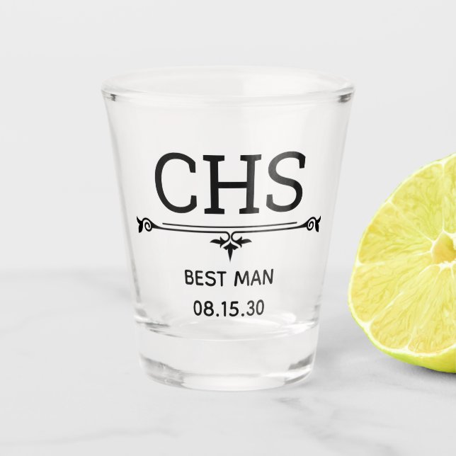 Trauzeugen Initialen Schnapsglas (Vorderseite)