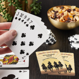 Trauzeugen Name Groom's letzter Rodeo Cowboy Sunse Spielkarten