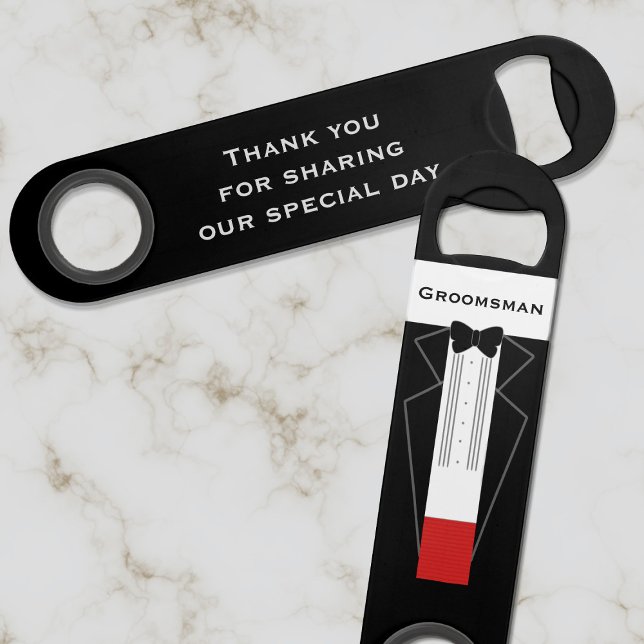 Trauzeugen Vielen Dank You Tuxedo Wedding Bottle O Speedflaschenöffner (A Tuxedo Wedding Bottle Opener for your Groomsman)