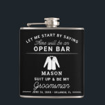 Trauzeugen Vorschlag Flask - Funny Anzug Up Flachmann<br><div class="desc">Pop die Frage an Ihre Trauzeugen im Stil! Sie werden die kreative Art und Weise,  wie Sie gefragt haben,  um ein Teil Ihres großen Tages! Editieren Sie einfach die meisten Formulierungen und die Farbe!</div>