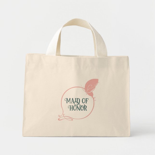 Trauzeugin Art Nouveau Pink Butterfly Mini Stoffbeutel (Vorne)