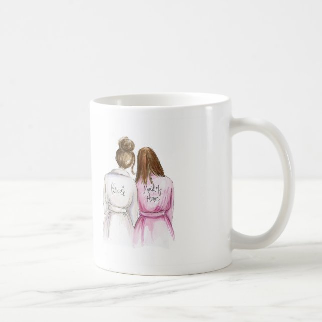 Trauzeugin-Br-Brötchen-Braut-Br-langes Mädchen Kaffeetasse (Rechts)