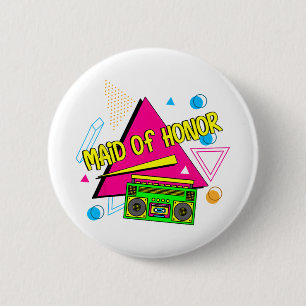 Trauzeugin Bridesmaid Bride Squad Retro Bac Button