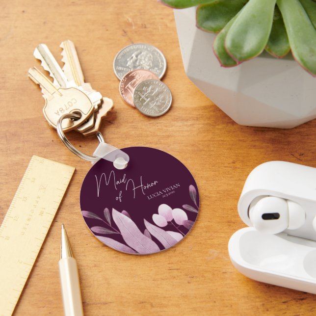 Trauzeugin Burgundy Big Blätter Hochzeitsgeschenk Schlüsselanhänger (Schreibtisch)