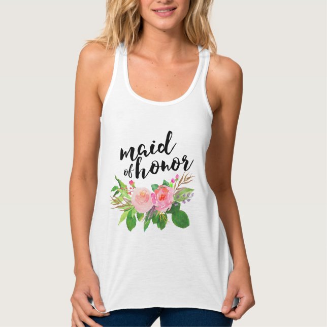Trauzeugin Chic Aquarellblume Tank Top (Vorderseite)