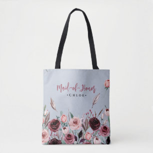 Trauzeugin Dusty Blue und Burgund Blume