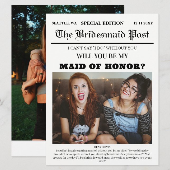 Trauzeugin Einladung (Vorne/Hinten)