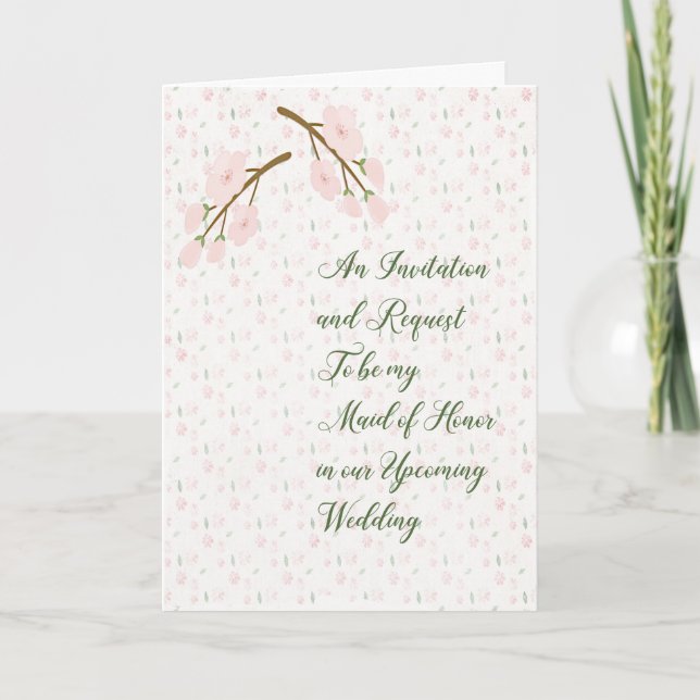 Trauzeugin Einladung Rosa Blume (Vorderseite)