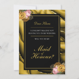 "Trauzeugin" Eleganter Blumengoldvorschlag Einladung