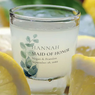 Trauzeugin Eukalyptus Greenerity Wedding Custom Schnapsglas