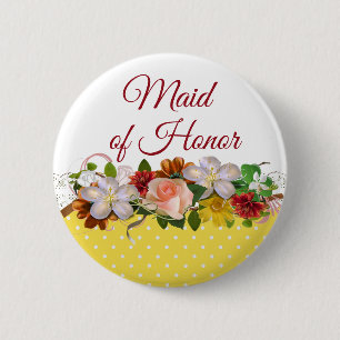 Trauzeugin Floral Bouquet Wedding Button