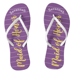 Trauzeugin Gelb und Lila Flip Flops