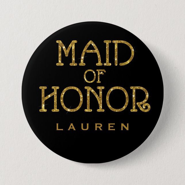 Trauzeugin Gold Imitate Glitzer Name Tag Schaltflä Button (Vorderseite)