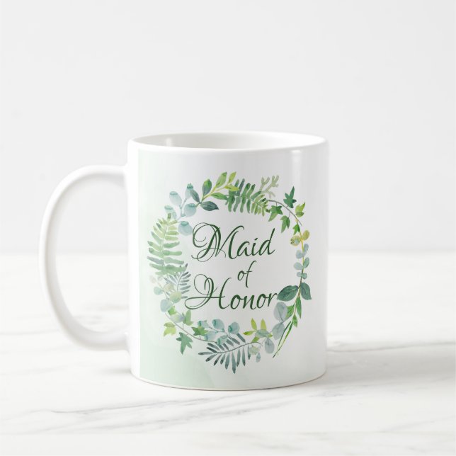 Trauzeugin Greenery Wreath Wasserfarbe Kaffeetasse (Links)