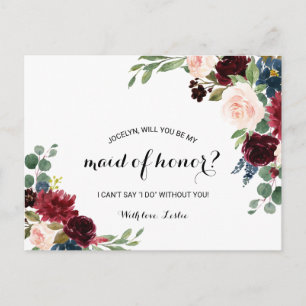 Trauzeugin Herbst Rustikales Dazzling Burgund Einladungspostkarte