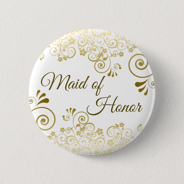 Trauzeugin Hochzeit von Gold Filigree Button (Vorderseite)