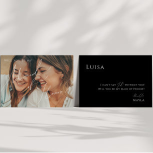 Trauzeugin-Karte des schwarzen verblichenen Fotos Einladung