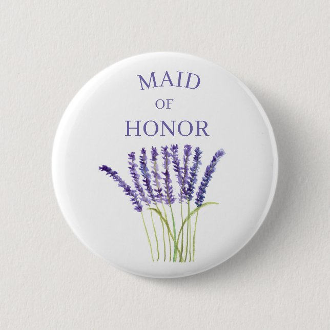 Trauzeugin Lavender Herb Aquarell Button (Vorderseite)