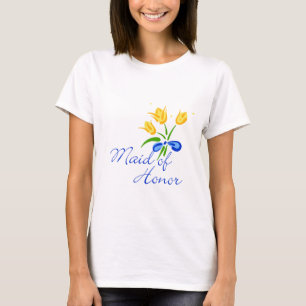 Trauzeugin mit gelben Tulpen T-Shirt