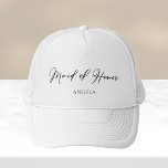 Trauzeugin Personalisiert Chic Minimalistisch Hoch Truckerkappe<br><div class="desc">Diese schicke,  einfache Trauzeugin,  die Ihren Namen unter eleganter schwarzer Typografie zeigt. Passen Sie diese eleganten,  modernen Brautparty Hüte für Ihre Hochzeit oder Ihren Junggeselinnen-Abschied an.</div>